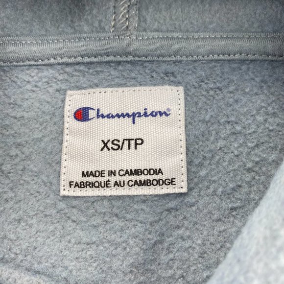 Champion Sweater Women Extra Small XS Black Gray Hoodie Spell Out Embroidered - Picture 6 of 12